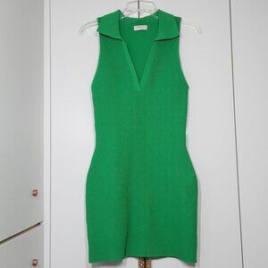 Aritzia Babaton Sculpt Knit Polo Mini Dress Women's Size M Green